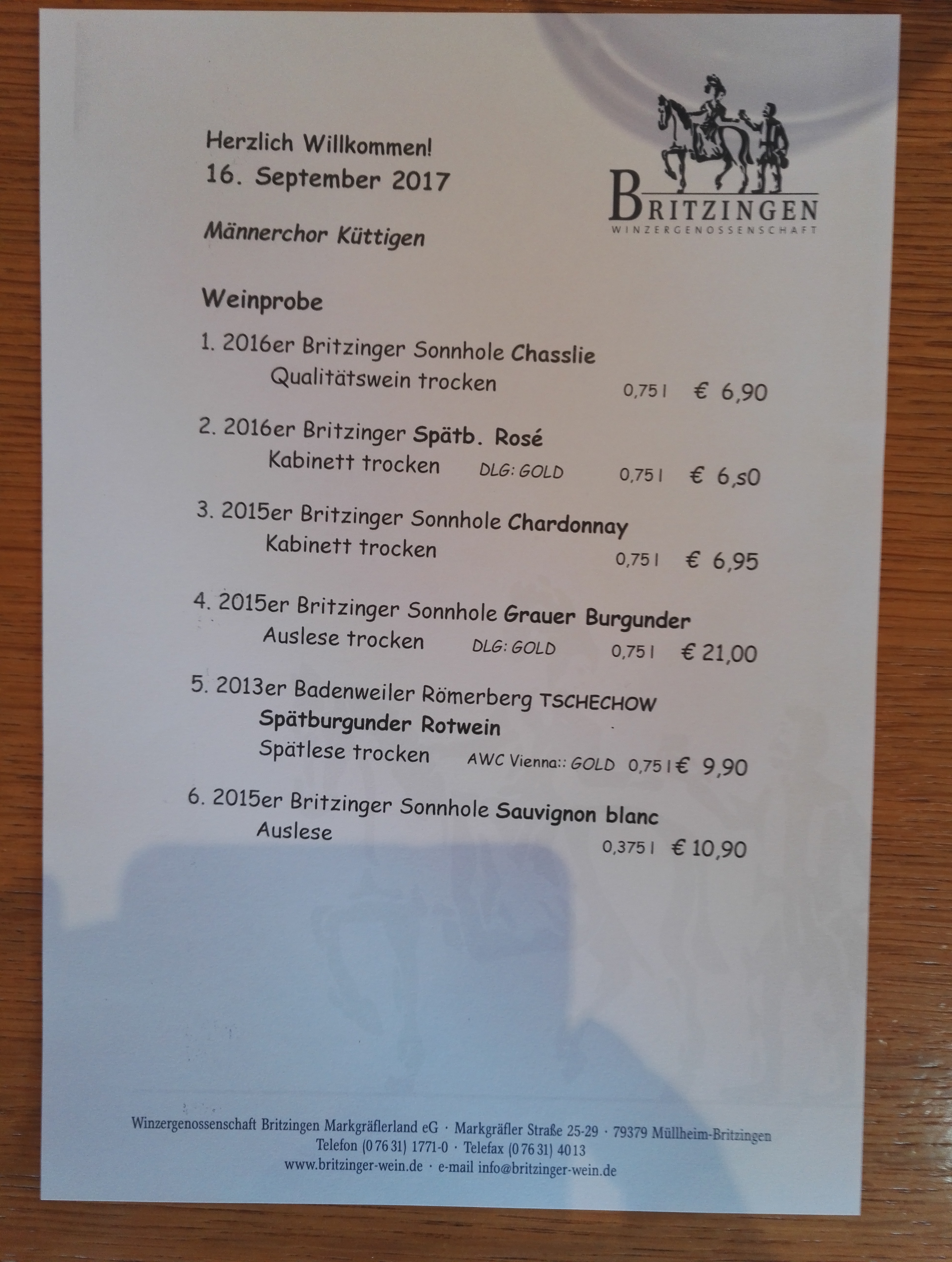 Weinkarte-Degustation